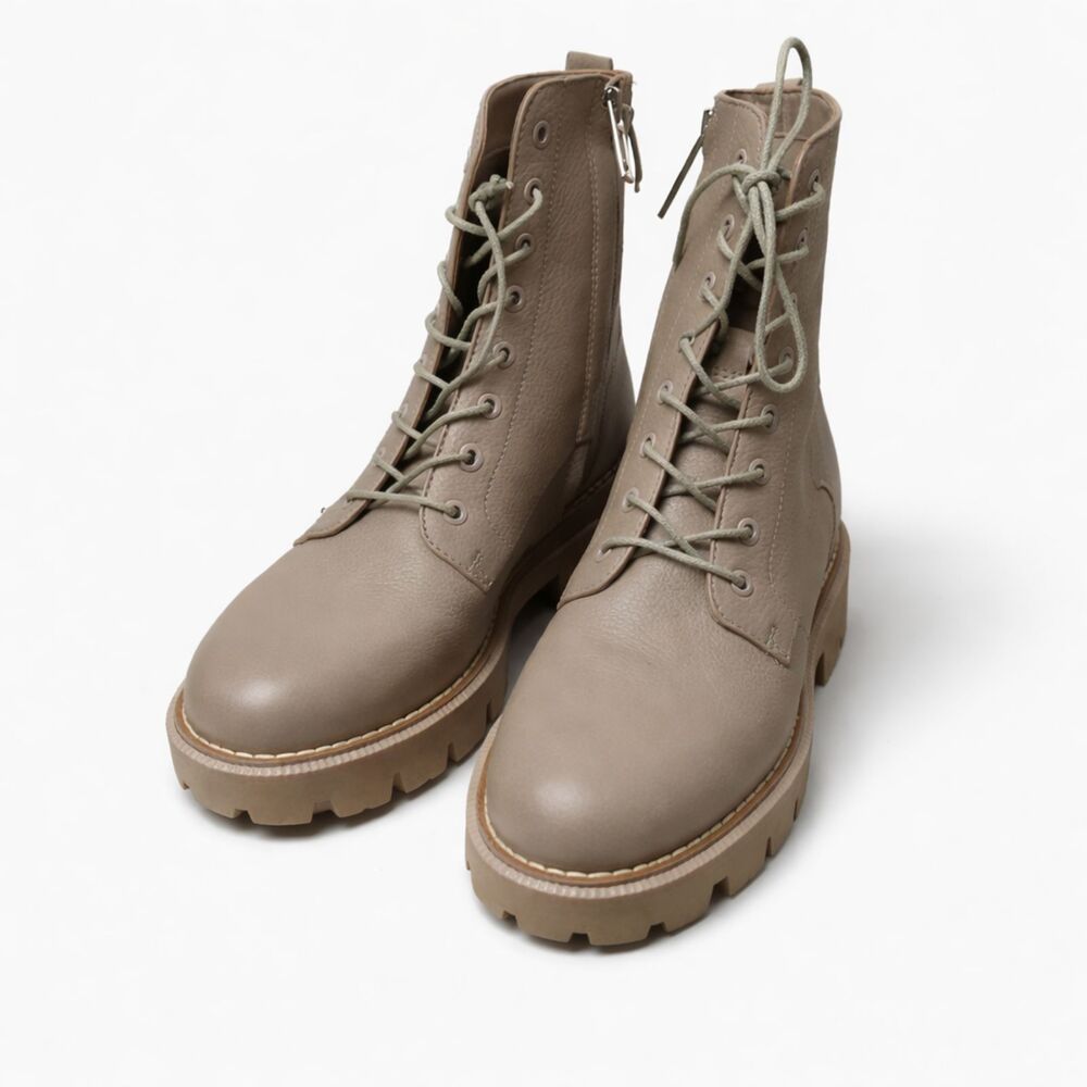 Sam Edelman Taupe Lace-Up Combat Boots